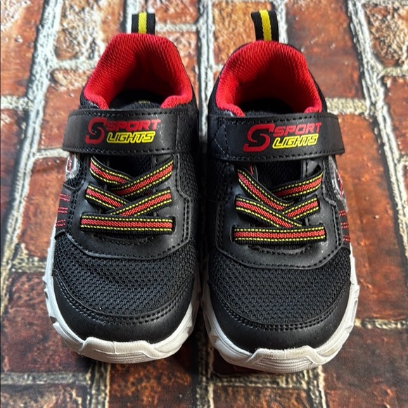 Skechers Kids Sneakers - Black with Red and Yellow Highlights - Picture 1 of 5